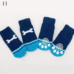 Planet Gates 200074142 11 / S 4pcs Warm Puppy Dog Socks Soft Pet Knits Socks Cute Cartoon Anti Slip Socks Warm Puppy Dog Shoes Small Medium Dogs Pet Product