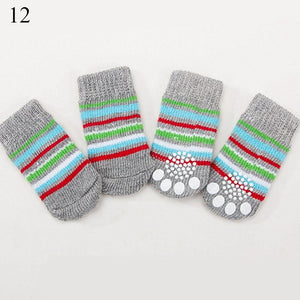 Planet Gates 200074142 12 / S 4pcs Warm Puppy Dog Socks Soft Pet Knits Socks Cute Cartoon Anti Slip Socks Warm Puppy Dog Shoes Small Medium Dogs Pet Product