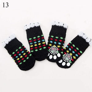 Planet Gates 200074142 13 / S 4pcs Warm Puppy Dog Socks Soft Pet Knits Socks Cute Cartoon Anti Slip Socks Warm Puppy Dog Shoes Small Medium Dogs Pet Product