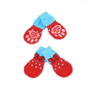 Planet Gates 200074142 14 / S 4pcs Warm Puppy Dog Socks Soft Pet Knits Socks Cute Cartoon Anti Slip Socks Warm Puppy Dog Shoes Small Medium Dogs Pet Product