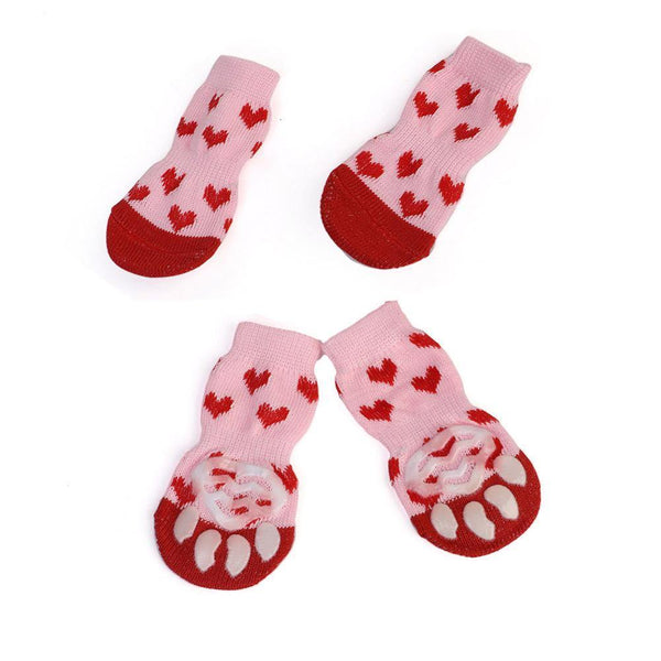 Planet Gates 200074142 15 / S 4pcs Warm Puppy Dog Socks Soft Pet Knits Socks Cute Cartoon Anti Slip Socks Warm Puppy Dog Shoes Small Medium Dogs Pet Product