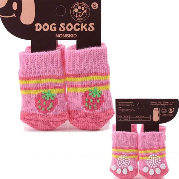 Planet Gates 200074142 19 / S 4pcs Warm Puppy Dog Socks Soft Pet Knits Socks Cute Cartoon Anti Slip Socks Warm Puppy Dog Shoes Small Medium Dogs Pet Product