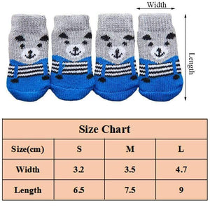 Planet Gates 200074142 4pcs Warm Puppy Dog Socks Soft Pet Knits Socks Cute Cartoon Anti Slip Socks Warm Puppy Dog Shoes Small Medium Dogs Pet Product