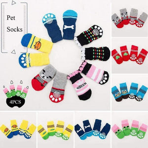 Planet Gates 200074142 4pcs Warm Puppy Dog Socks Soft Pet Knits Socks Cute Cartoon Anti Slip Socks Warm Puppy Dog Shoes Small Medium Dogs Pet Product