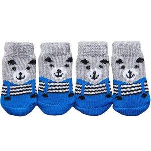 Planet Gates 200074142 4pcs Warm Puppy Dog Socks Soft Pet Knits Socks Cute Cartoon Anti Slip Socks Warm Puppy Dog Shoes Small Medium Dogs Pet Product