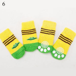 Planet Gates 200074142 6 / S 4pcs Warm Puppy Dog Socks Soft Pet Knits Socks Cute Cartoon Anti Slip Socks Warm Puppy Dog Shoes Small Medium Dogs Pet Product