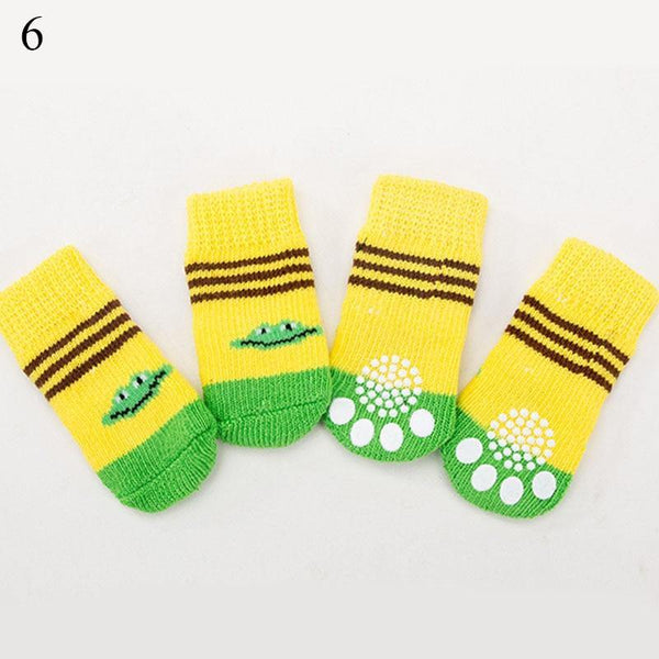 Planet Gates 200074142 6 / S 4pcs Warm Puppy Dog Socks Soft Pet Knits Socks Cute Cartoon Anti Slip Socks Warm Puppy Dog Shoes Small Medium Dogs Pet Product