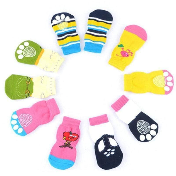 Planet Gates 200074142 random / S 4pcs Warm Puppy Dog Socks Soft Pet Knits Socks Cute Cartoon Anti Slip Socks Warm Puppy Dog Shoes Small Medium Dogs Pet Product