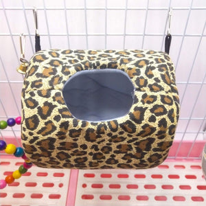 Planet Gates 200088149 Leopard Hamster Cages Life Nest Spring Little Pet Canvas Hammock Hedgehog Chinchilla Guinea Pig Hanging House Small Animal Products