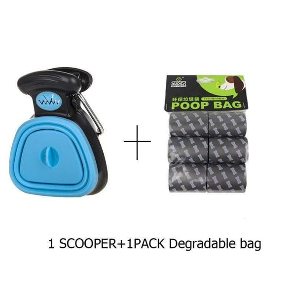 Planet Gates 200089142 G / L Dog Pet Travel Foldable Pooper Scooper With 1 Roll Decomposable Bags Poop Scoop Clean Pick Up Excreta Cleaner Epacket Shipping