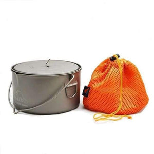 Titanium Pot With Hang Foldable Handle For Outdoor Camping Cookware Picnic Hang Pot Ultralight 1100ml 1300ml 1600ml 2000ml