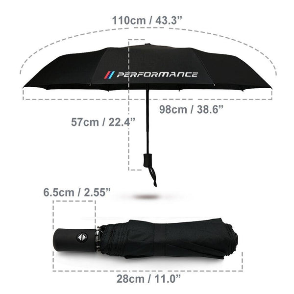 Planet Gates 200203145 Car Styling Car Portable Folding Umbrella Sunshade For BMW E46 E39 E38 E90 E60 E36  X5 X3 X6 With M/performance LOGO (Black)
