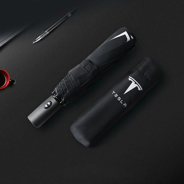 Planet Gates 200203145 Car Styling Three-fold Double Layer Umbrella Windproof Automatic Sun Beach Umbrella For Tesla Model 3 Model X S Accessories (Black)