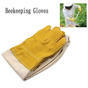 Planet Gates 200284146 1 Pair Beekeeping Gloves Protective Sleeves Breathable Yellow Mesh White Sheepskin And Cloth For Apiculture Beekeeping Gloves