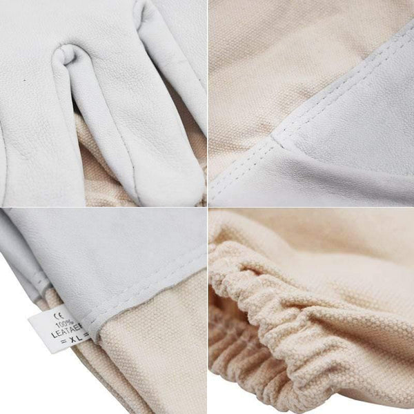 Planet Gates 200284146 1 Pair Beekeeping Gloves Protective Sleeves Breathable Yellow Mesh White Sheepskin And Cloth For Apiculture Beekeeping Gloves