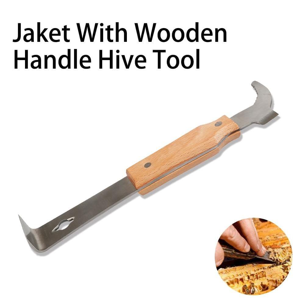 Planet Gates 200284146 Beekeeping Bee Hive Tools J Type With Wooden Handle Cut Honey Knife Product Beehive Scraper For Beekeeper Supplies Equipment (Light Grey)