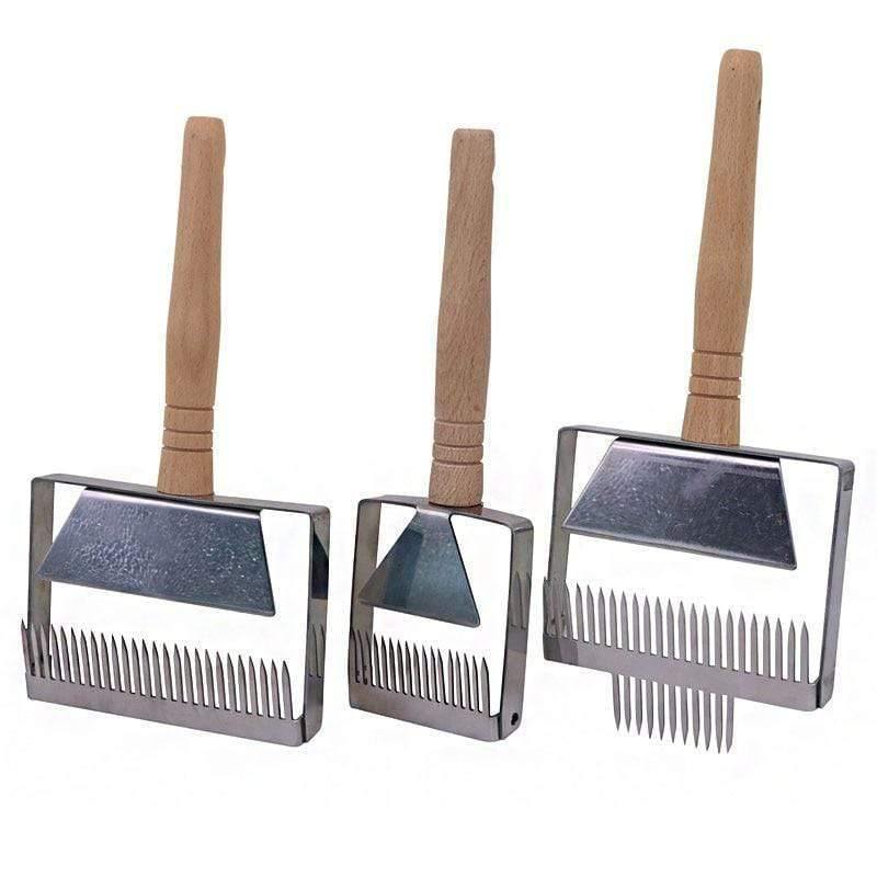Planet Gates 200284146 Beekeeping Equipment Uncapping Scraper Honey Honeycomb Scraper Wooden Handle Tool Uncapping Fork Beekeeping