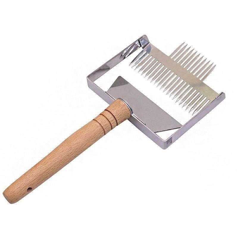 Planet Gates 200284146 Beekeeping Equipment Uncapping Scraper Honey Honeycomb Scraper Wooden Handle Tool Uncapping Fork Beekeeping