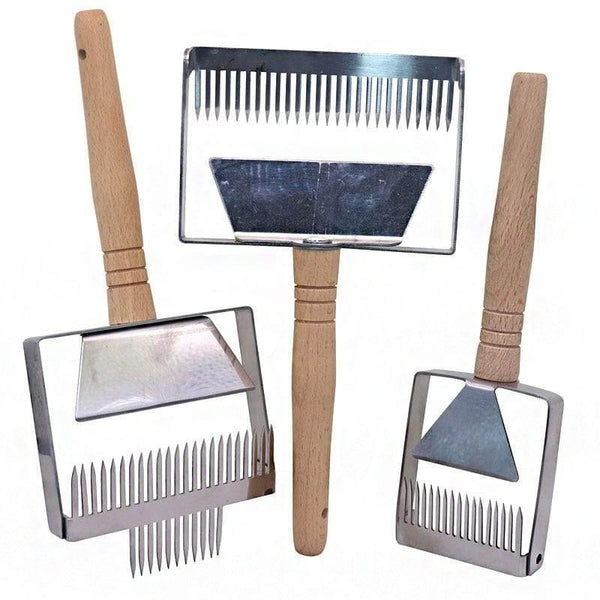 Planet Gates 200284146 Beekeeping Equipment Uncapping Scraper Honey Honeycomb Scraper Wooden Handle Tool Uncapping Fork Beekeeping