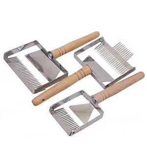 Planet Gates 200284146 Beekeeping Equipment Uncapping Scraper Honey Honeycomb Scraper Wooden Handle Tool Uncapping Fork Beekeeping