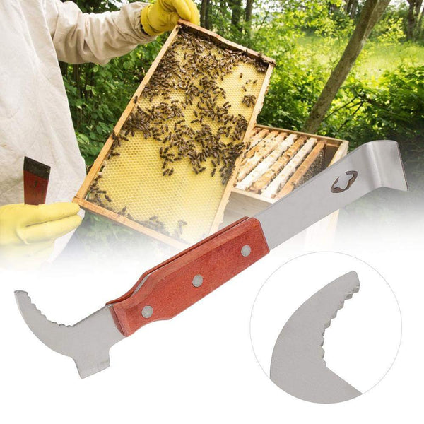 Planet Gates 200284146 Sennan Bee Tools Wholesale Multifunctional Starting Scraper Bee Knife Beekeeping Wooden Stainless Steel Cut Honey Knife