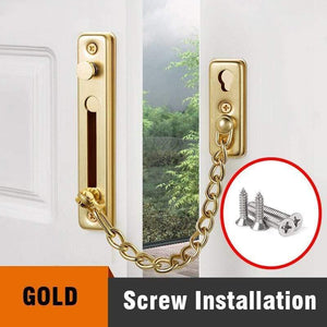Planet Gates 200289143 Gold Stainless Steel Security Door Chain Lock Anti-theft Door Chain Door Latch Nail Free Glue Thicken Door Lock Hardware