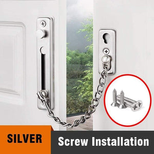 Planet Gates 200289143 Silver Stainless Steel Security Door Chain Lock Anti-theft Door Chain Door Latch Nail Free Glue Thicken Door Lock Hardware