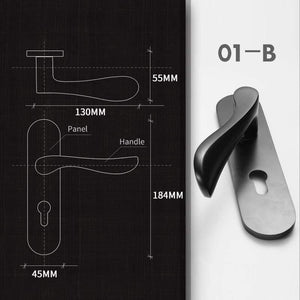 Planet Gates 200292145 01-B / 58mm / 70mm Mute Black Door Lock Aluminium Alloy Interior Door Lock Handle Modern Anti-theft Room Wood Door Lock Furniture Door Hardware