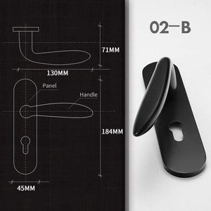 Planet Gates 200292145 02-B / 58mm / 70mm Mute Black Door Lock Aluminium Alloy Interior Door Lock Handle Modern Anti-theft Room Wood Door Lock Furniture Door Hardware