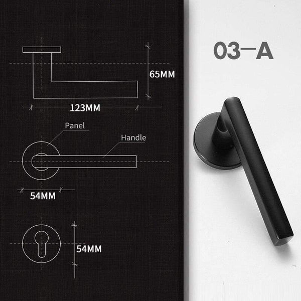 Planet Gates 200292145 03-A / 58mm / 70mm Mute Black Door Lock Aluminium Alloy Interior Door Lock Handle Modern Anti-theft Room Wood Door Lock Furniture Door Hardware