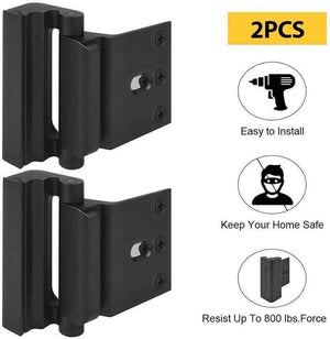 Planet Gates 200292145 2PCS Black Home Security Door Lock Childproof Door Reinforcement Lock With 3" Stop Withstand 800 Lbs Upgrade Lock Defender Hardware