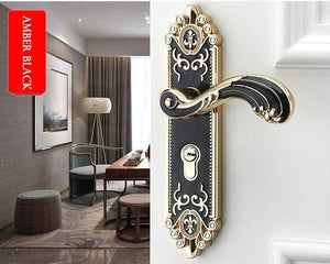 Planet Gates 200292145 Amber Black / 50mm / 45mm European Style Mute Room Door Lock Handle Fashion Interior Door Knobs Lock Luxurious Anti-Theft Gate Lock Furniture Hardware