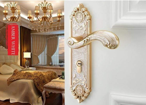 Planet Gates 200292145 Amber White / 50mm / 45mm European Style Mute Room Door Lock Handle Fashion Interior Door Knobs Lock Luxurious Anti-Theft Gate Lock Furniture Hardware