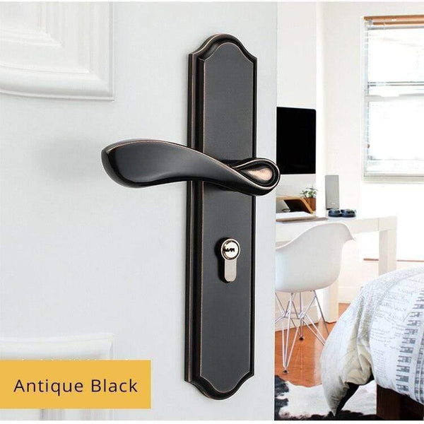 Planet Gates 200292145 Antique Black / 50mm / 45mm Fashion Mute Room Door Lock Zinc Alloy Interior Door Lock Handles European Style Anti-theft Gate Lock Furniture Hardware