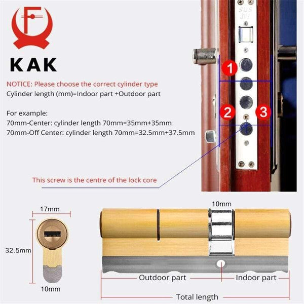 Planet Gates 200292145 Brass Cylinder C Grade Copper Door Lock Core With 8 Keys High Security Lock Core Double Open Anti-Snap Anti-Drill Hardware
