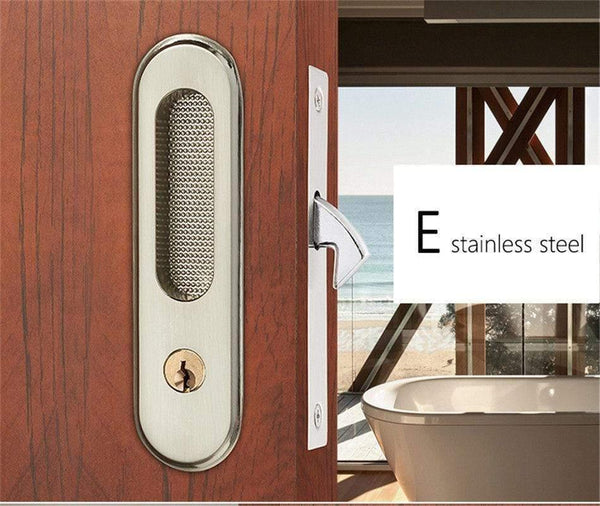 Planet Gates 200292145 E Mute Mortice Sliding Door Lock Hidde Handle Interior Door Pull Lock Modern Anti-theft Room Wood Door Lock Furniture Hardware