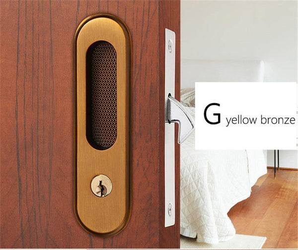 Planet Gates 200292145 G Mute Mortice Sliding Door Lock Hidde Handle Interior Door Pull Lock Modern Anti-theft Room Wood Door Lock Furniture Hardware