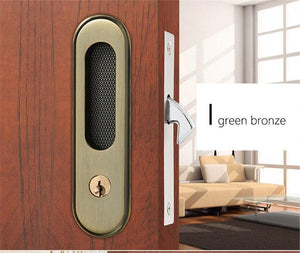 Planet Gates 200292145 I Mute Mortice Sliding Door Lock Hidde Handle Interior Door Pull Lock Modern Anti-theft Room Wood Door Lock Furniture Hardware