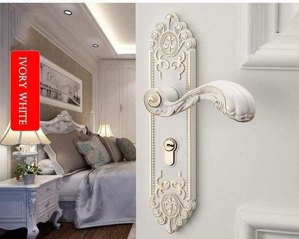 Planet Gates 200292145 Ivory White / 50mm / 45mm European Style Mute Room Door Lock Handle Fashion Interior Door Knobs Lock Luxurious Anti-Theft Gate Lock Furniture Hardware