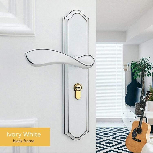 Planet Gates 200292145 Ivory White(black) / 50mm / 45mm Fashion Mute Room Door Lock Zinc Alloy Interior Door Lock Handles European Style Anti-theft Gate Lock Furniture Hardware