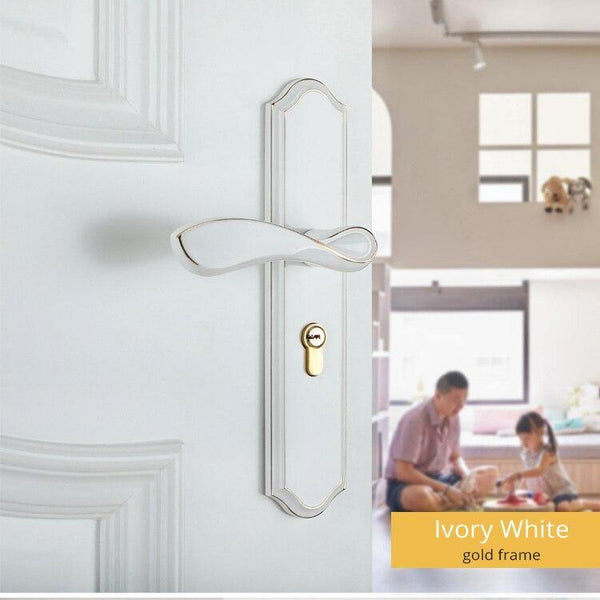 Planet Gates 200292145 Ivory White(gold) / 50mm / 45mm Fashion Mute Room Door Lock Zinc Alloy Interior Door Lock Handles European Style Anti-theft Gate Lock Furniture Hardware