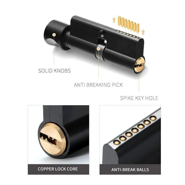 Planet Gates 200292145 Mute Black Door Lock Aluminium Alloy Interior Door Lock Handle Modern Anti-theft Room Wood Door Lock Furniture Door Hardware