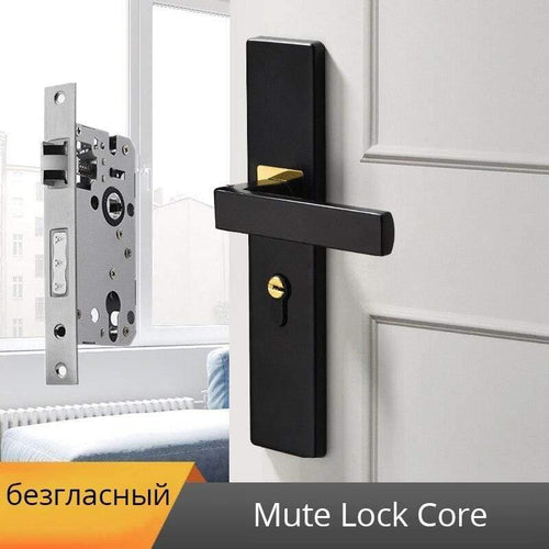 Planet Gates 200292145 Mute Lock Core / 50mm / 45mm American Black Mute Bedroom Door Lock With Keys Security Entrance Door Handle Lock Anti-theft Interior Door Knobs Lock