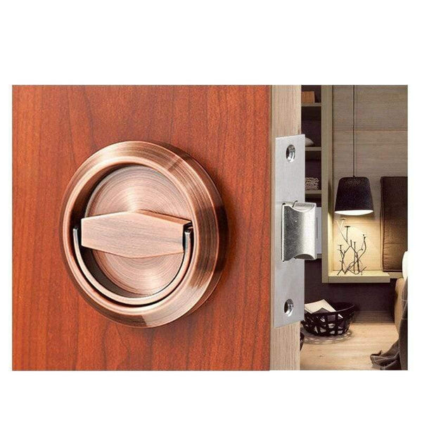 Planet Gates 200292145 Red bronze Set Hidden Door Locks Stainless Steel Handle Kitchen Bedroom Invisible Pulls Mechanical Outdoor Lock For Fire Proof Hardware