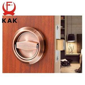 Planet Gates 200292145 Red Bronze Set Hidden Door Locks Stainless Steel Handle Recessed Invisible Keyless Mechanical Outdoor Lock For Fire Proof Home Hardware