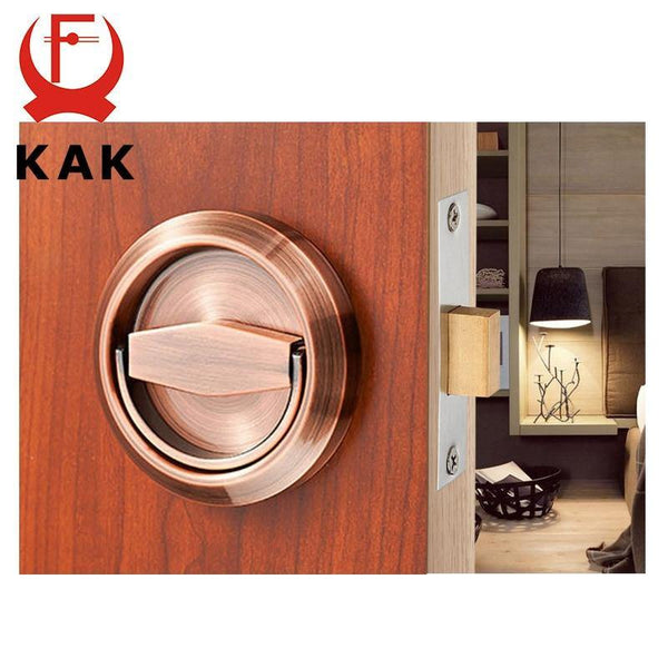 Planet Gates 200292145 Red Bronze Set Hidden Door Locks Stainless Steel Handle Recessed Invisible Keyless Mechanical Outdoor Lock For Fire Proof Home Hardware