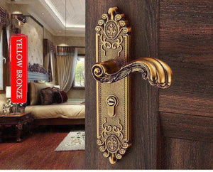 Planet Gates 200292145 Yellow Bronze / 50mm / 45mm European Style Mute Room Door Lock Handle Fashion Interior Door Knobs Lock Luxurious Anti-Theft Gate Lock Furniture Hardware