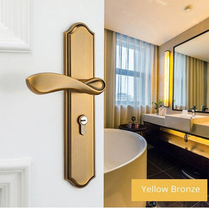Planet Gates 200292145 Yellow Bronze / 50mm / 45mm Fashion Mute Room Door Lock Zinc Alloy Interior Door Lock Handles European Style Anti-theft Gate Lock Furniture Hardware