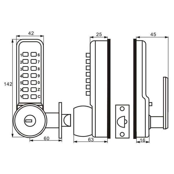Planet Gates 200292145 Zinc Alloy Combination Mechanical Digital Door Lock No Power Push Button Code Locks For Home Security Furniture Hardware