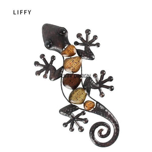 Planet Gates 200329198 Home Decor Metal Gecko Wall For Garden Decoration Outdoor Statues Accessories Sculptures And Animales Jardin